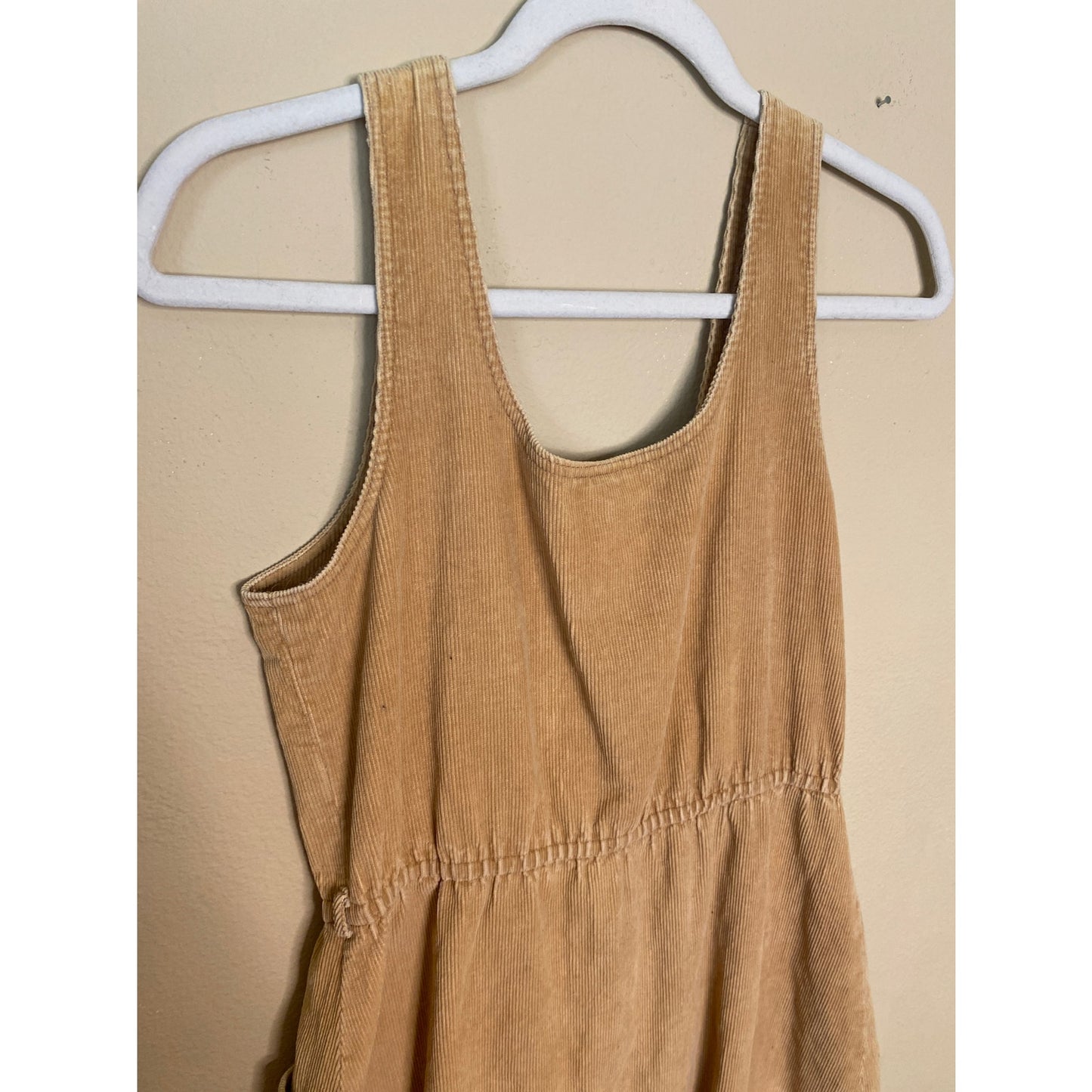 70s Sassoon Paris Small Dress Midi Corduroy Beige Button Front Boho