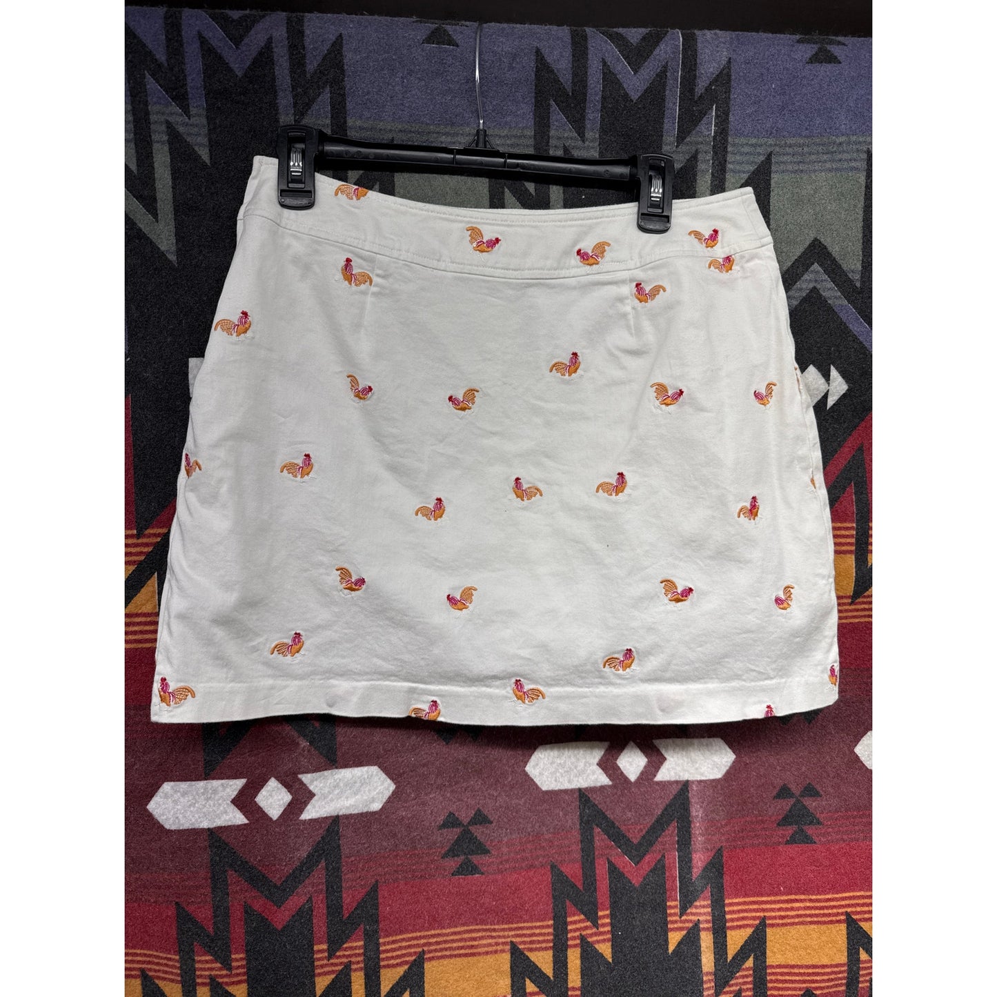 90s Larry Levine Stretch Women's White Mini Skirt Wrap Skort Chicken 10