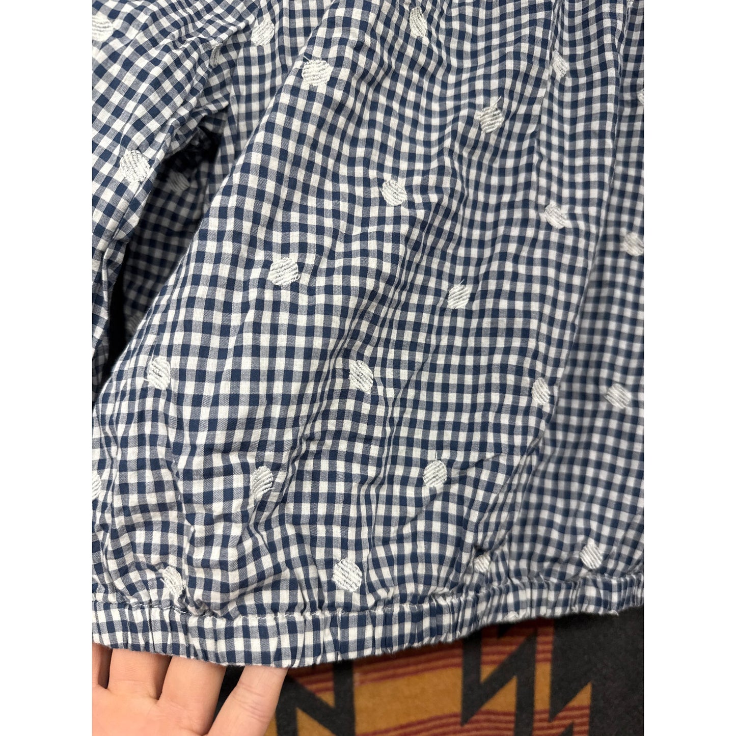Madewell Women Gingham Button Back XXS Blouse Prairie Cottage Polka Dot