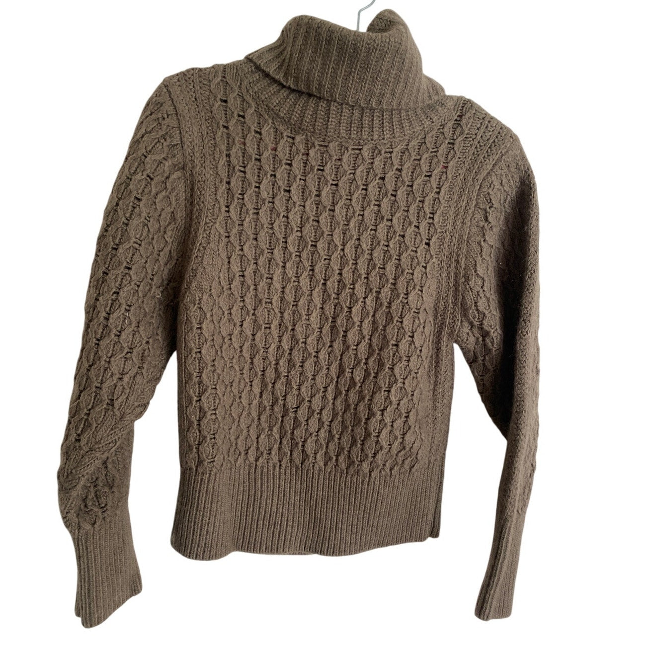 Banana Republic Sweater Cable Knit Fisherman Tiger Eye Green Italian Wool Medium