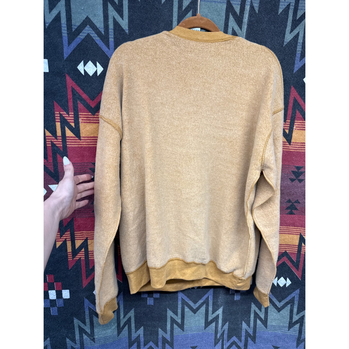 Prairie Mountain Anchorage Alaska Yellow Rainbow Fuzzy Crewneck Sweatshirt XL