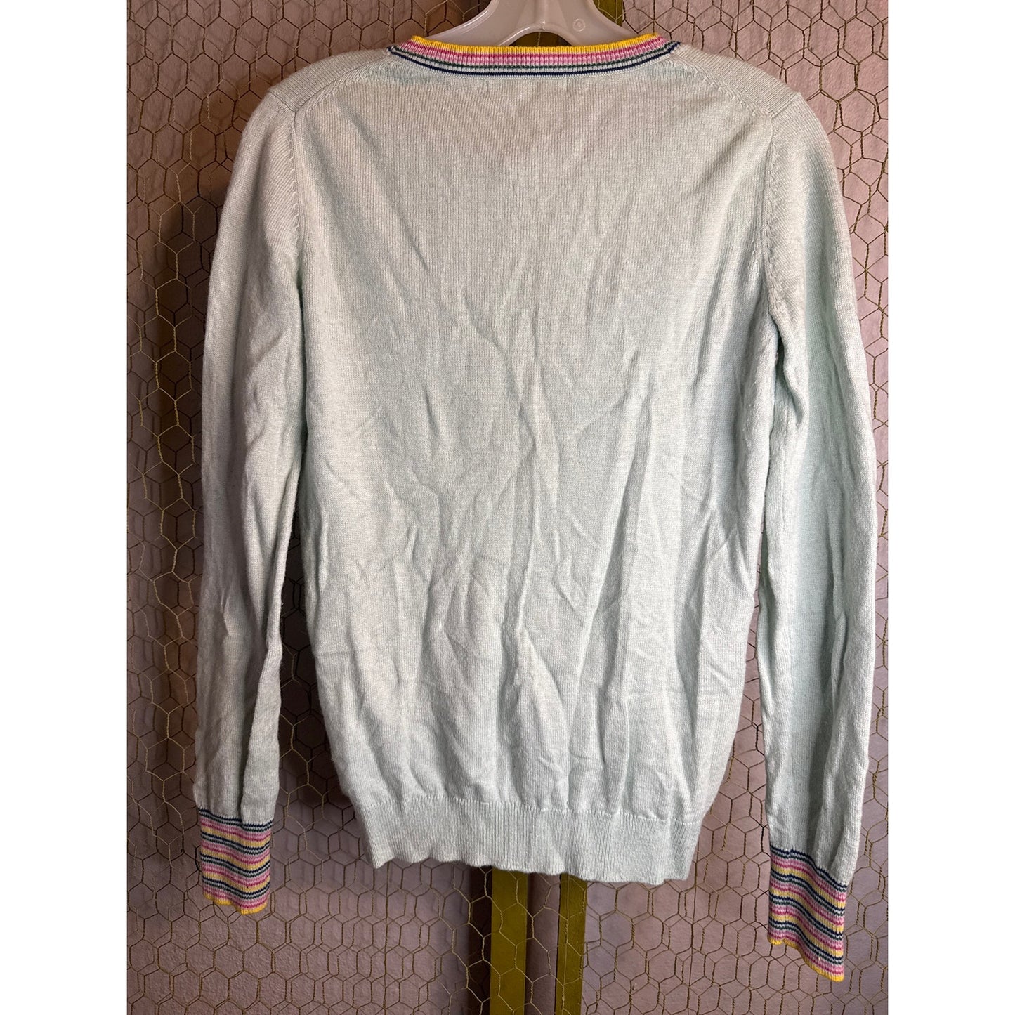 Boden Women's Sweater with Rainbow Details, Size 2, Wool and Kashmir
