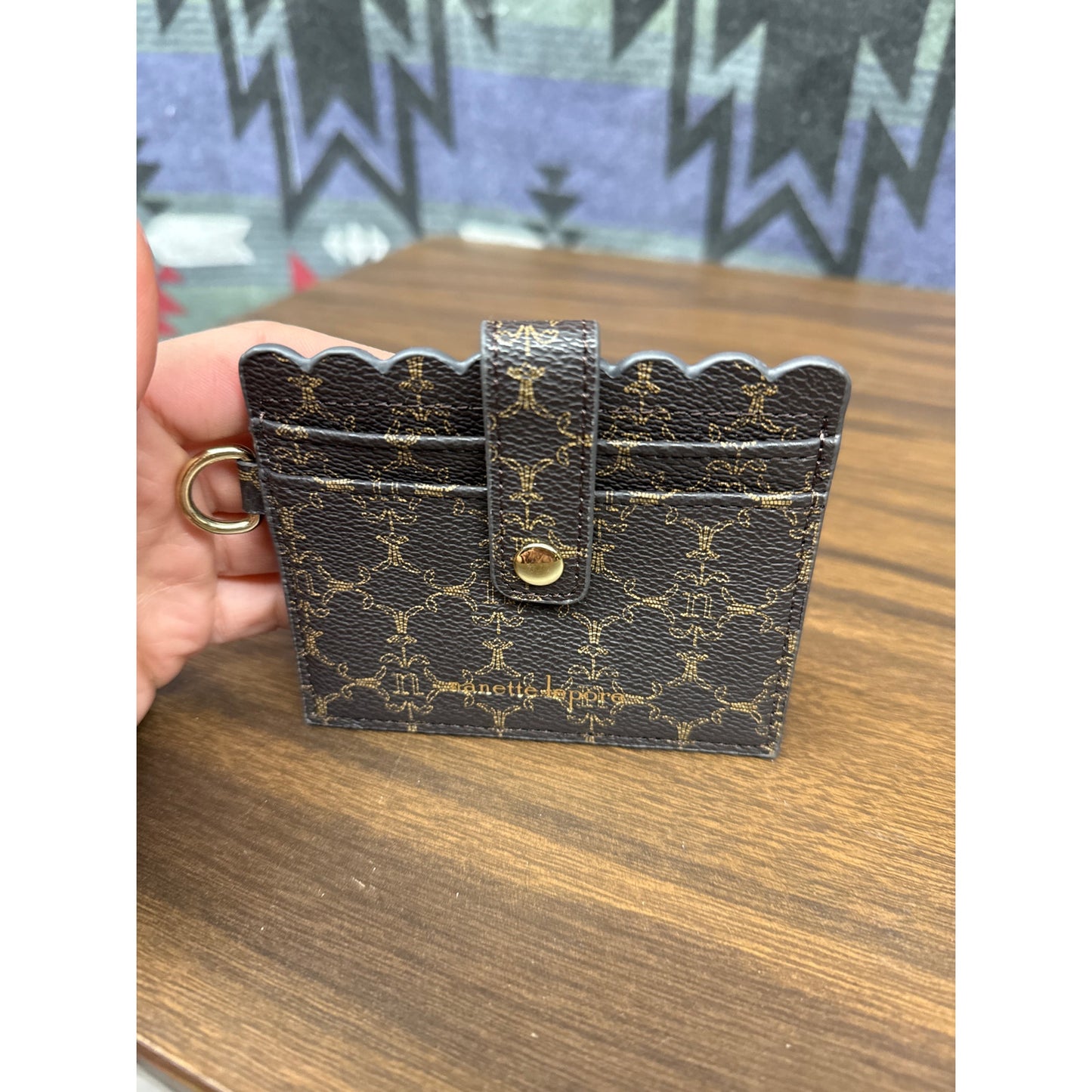 Nanette Lepore Scallop Brown Women's Multi Card Holder Purse Wallet Accessory