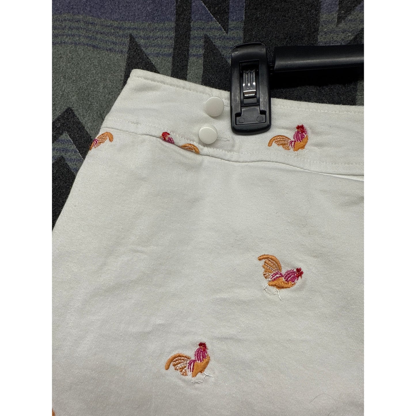 90s Larry Levine Stretch Women's White Mini Skirt Wrap Skort Chicken 10
