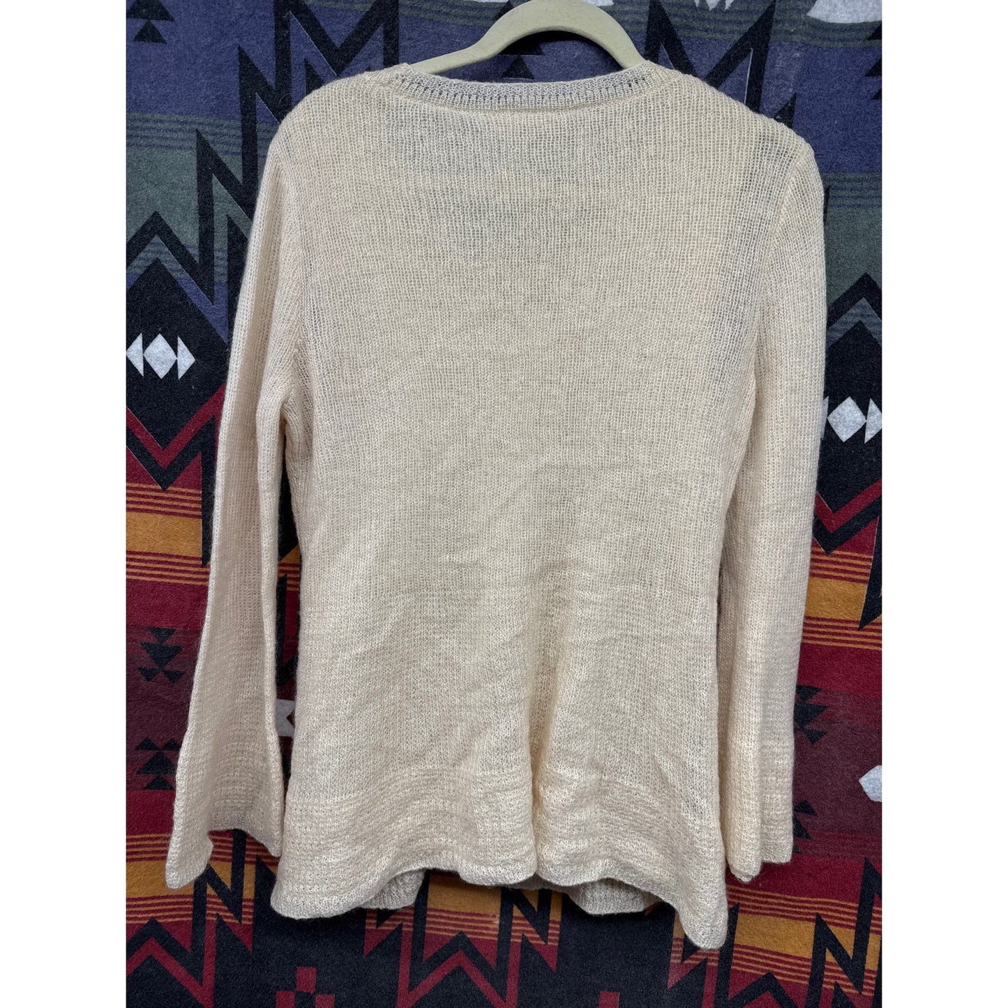 Jones New York 90s Sweater Cream Trumpet Sleeve Witchy XL Soft Neutral Luxury