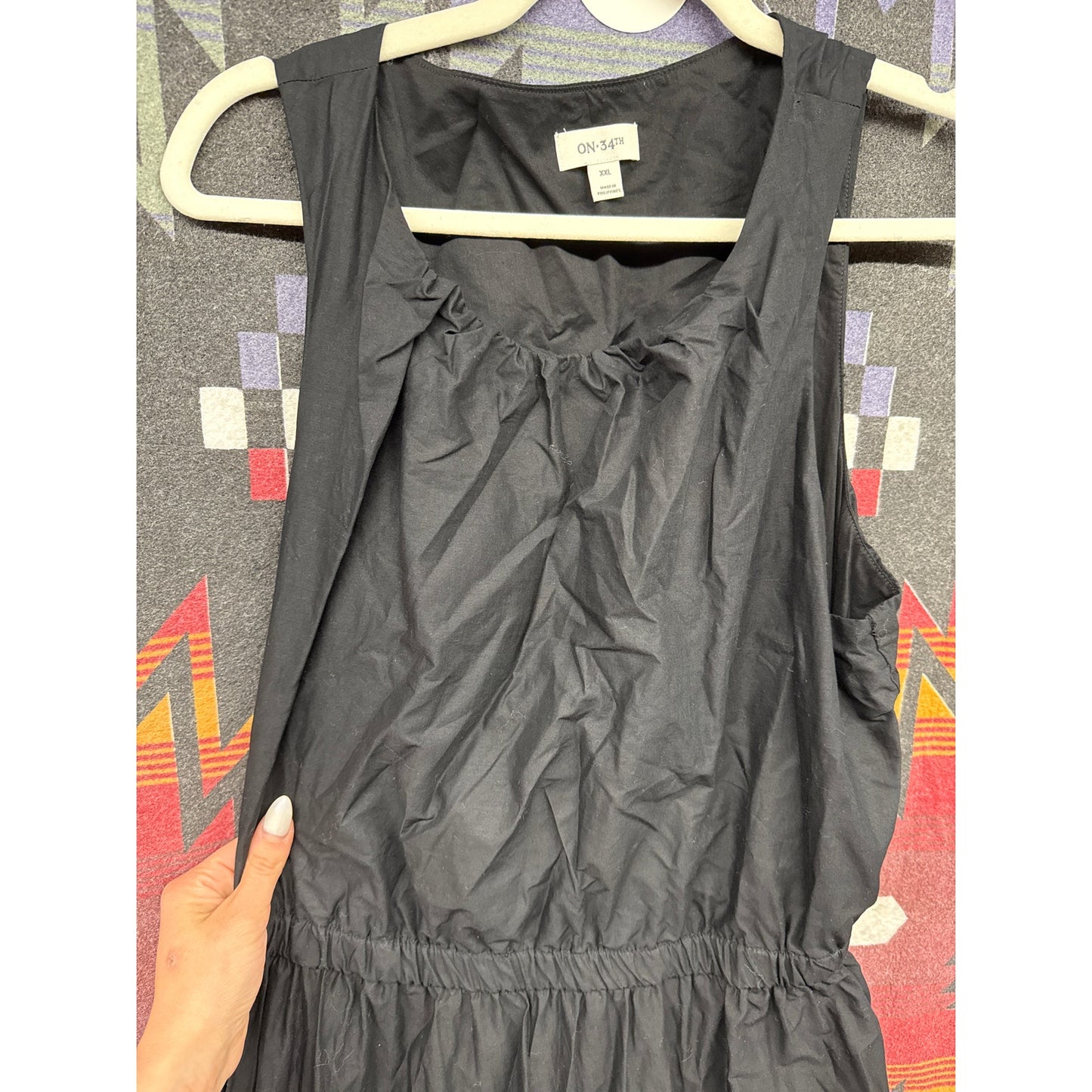 On 34th Women's XXL Black Tiered Summer Sun Dress Flowy Keyhole Back Stretchy