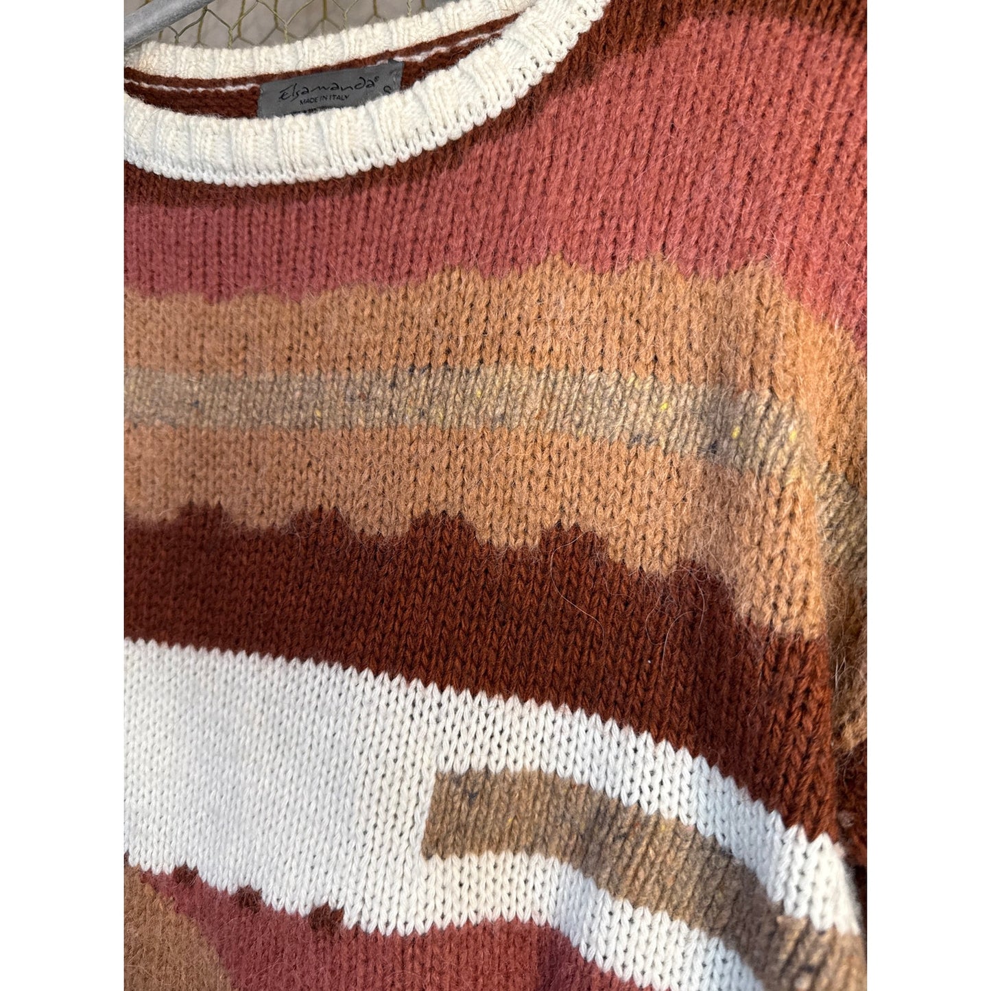 Elsamanda Women's Sweater, Made in Italy, Size small, Orange and Red
