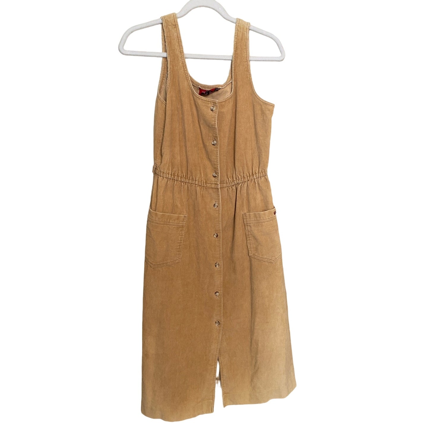70s Sassoon Paris Small Dress Midi Corduroy Beige Button Front Boho