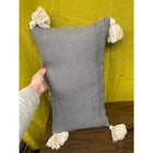 Bohemian White Long Tassel Pillow Black White Gray