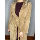 Arden B Women's Tan Leather Buckskin Western Maxi Coat Large Western Rodeo