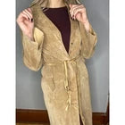 Arden B Women's Tan Leather Buckskin Western Maxi Coat Large Western Rodeo