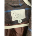 A New Day Women Wool Long Belted Plaid Academic Brown Blue Duster Coat Medium