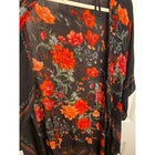 American Eagle Kimono Fringed Floral Stunning Whimsygoth Black Viscose Duster