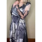 Anthropologie Komarov Women's Metallic Shimmery Silver Dress XL