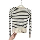 Aqua Cashmere Women's Cherry Black White Stripe Sweater XS Novelty Print