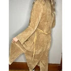 Arden B Women's Tan Leather Buckskin Western Maxi Coat Large Western Rodeo