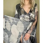 Anthropologie Komarov Women's Metallic Shimmery Silver Dress XL
