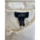 AC/DC Just Polly White Distressed V-neck Sweater In Black Lightning Bolt Medium