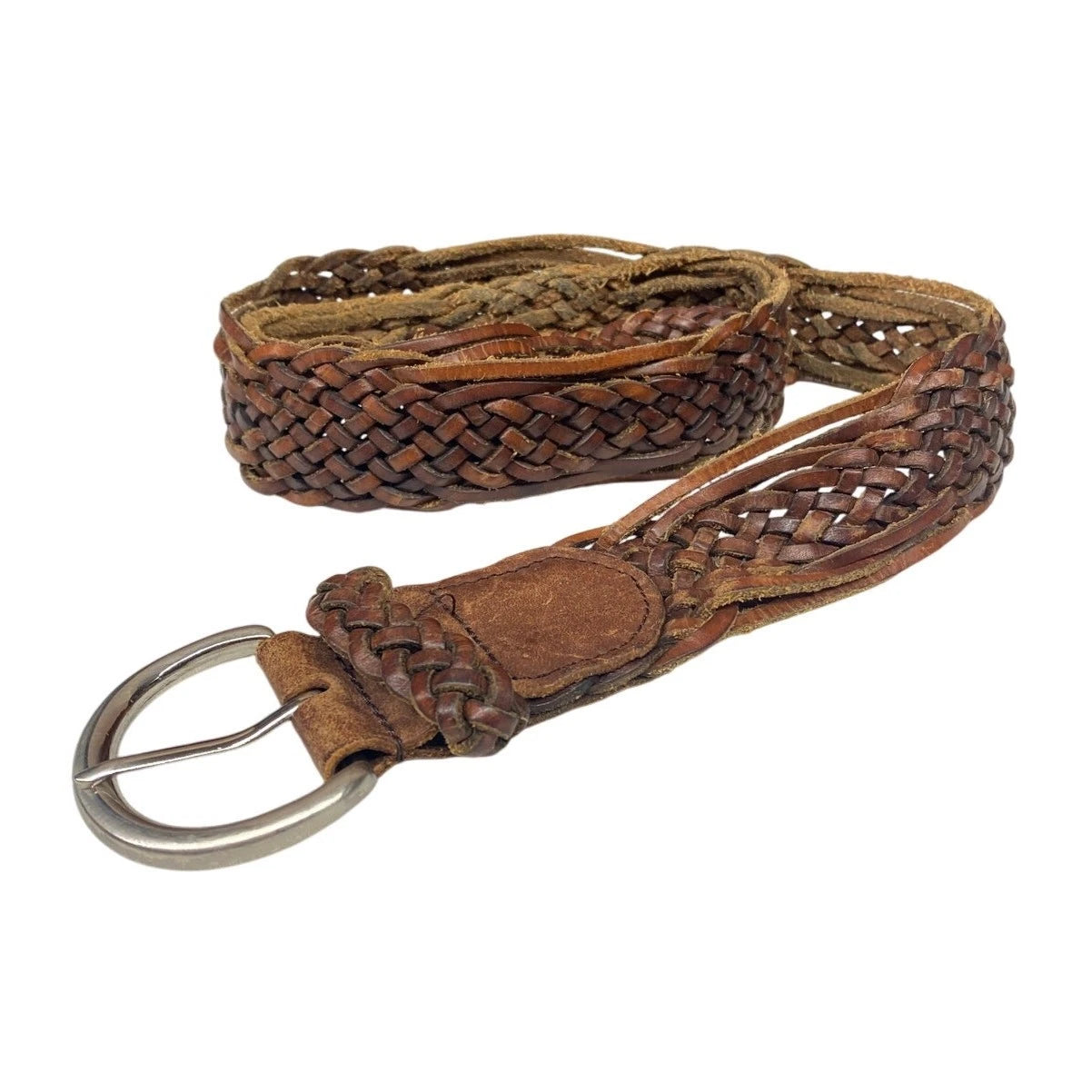 Braided Boho Women's Hippie Crunchy Worn Leather Aeropostale Belt 40”