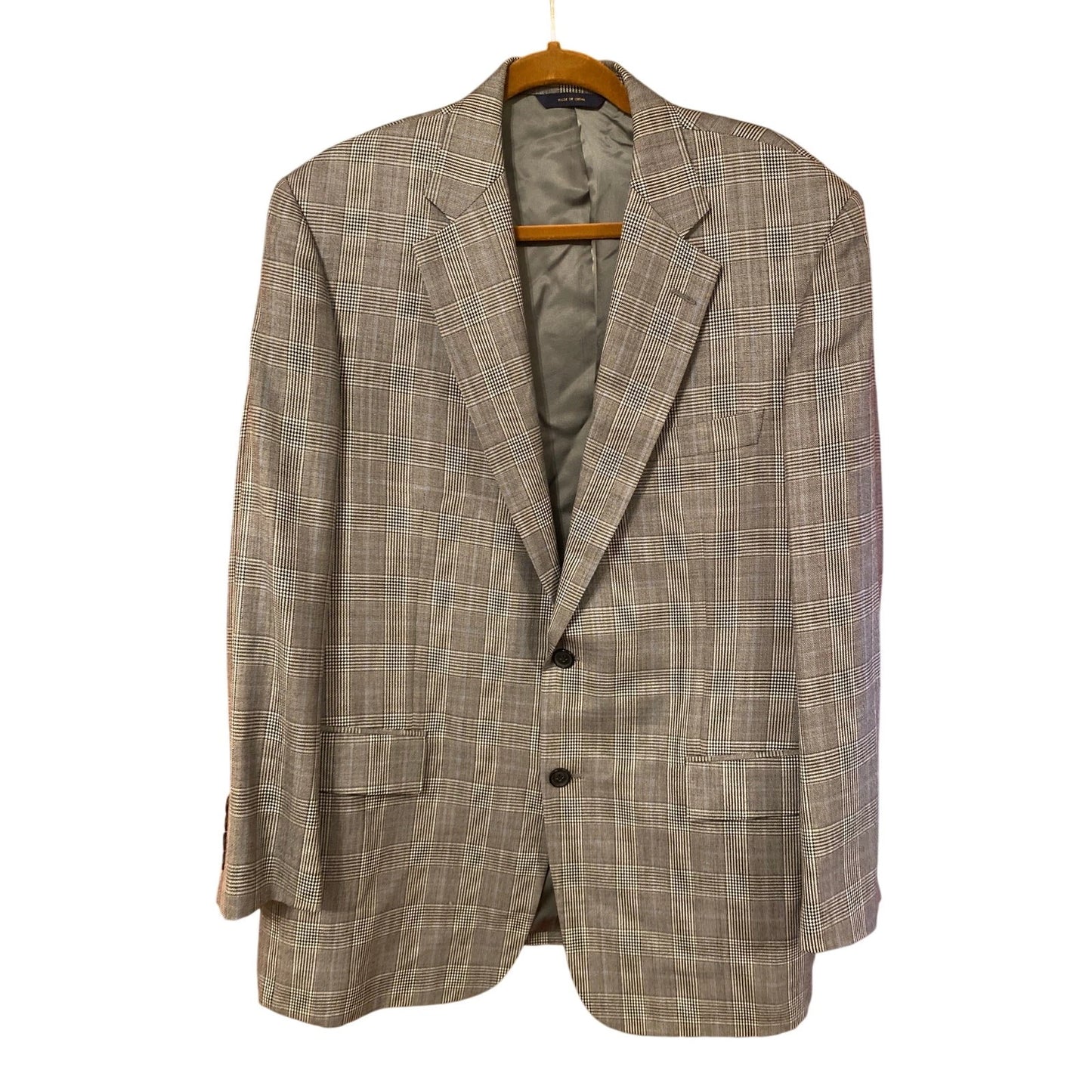 Brooks Brothers 1818 Madison Mens Luxury Suit Coat 41R Silk Wool Gray Plaid
