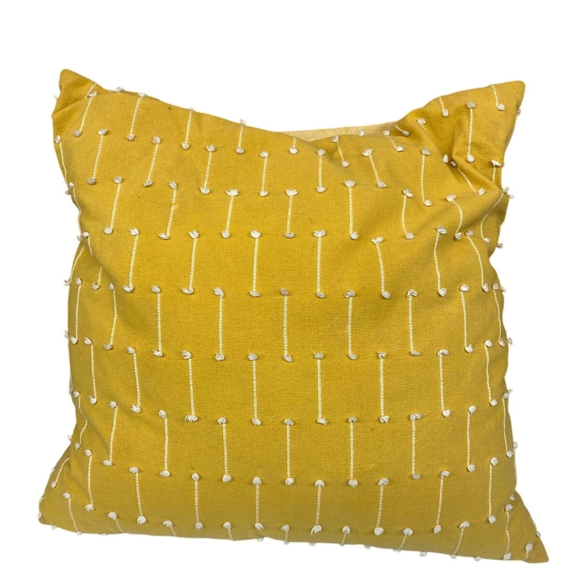 Boho Down Feather Sunshine Happy 19” Square Yellow Accent Decor Pillow