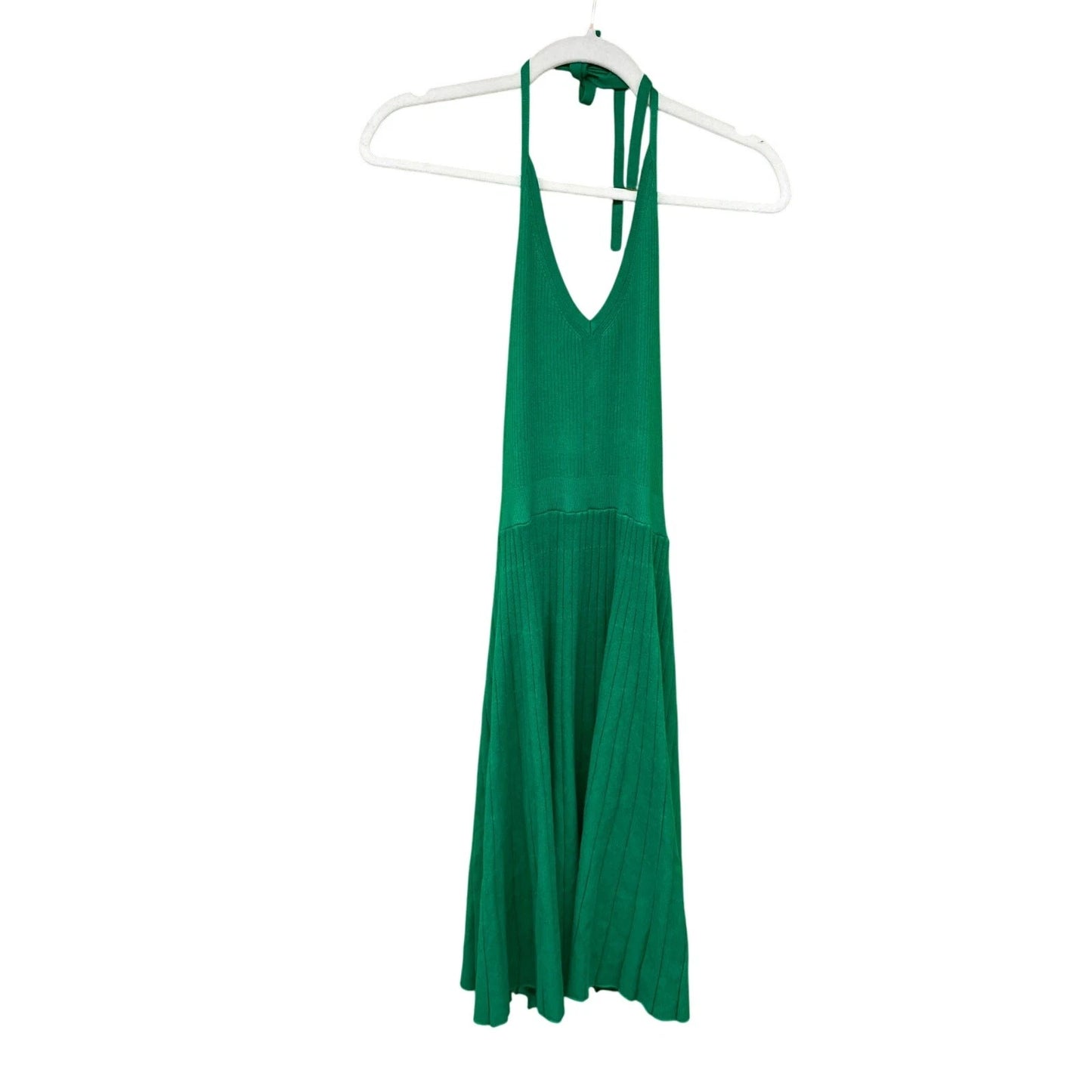 A New Day Women Kelly Green Halter Summer Small Dress Y2K Stretchy Gilmore Girl