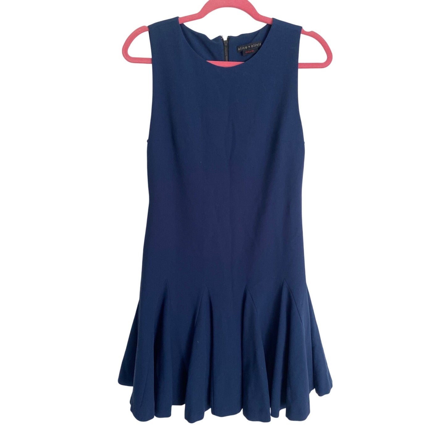 Alice + Olivia Women's Office Siren Navy Pleated Ruffle Thigh Length Small