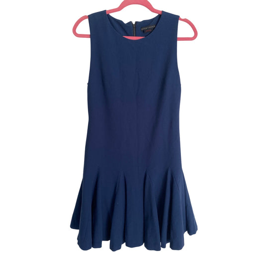 Alice + Olivia Women's Office Siren Navy Pleated Ruffle Thigh Length Small