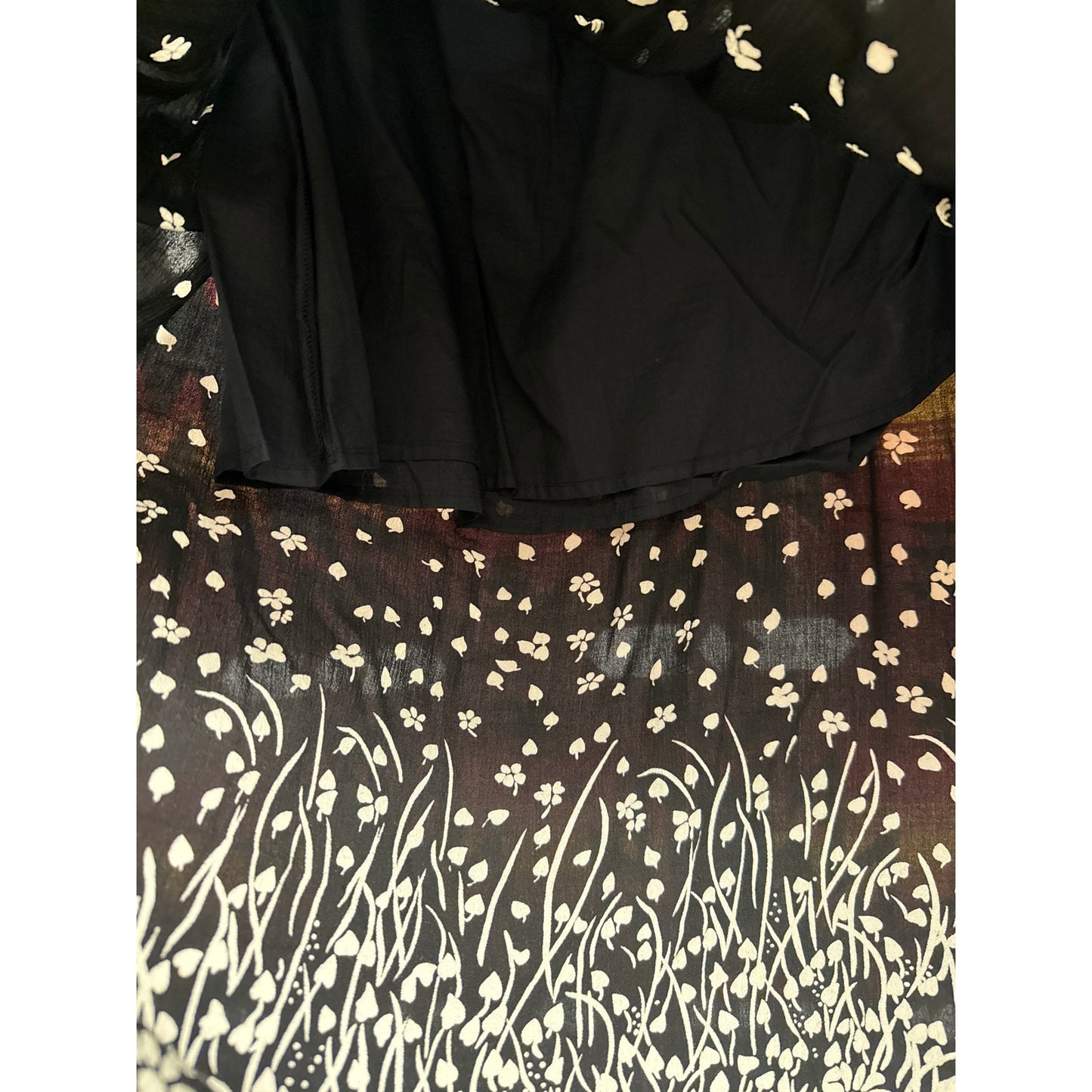 Cathy Daniels Vintage Black Maxi Skirt XL Nature Earth Fairy Forest Boho Leaf