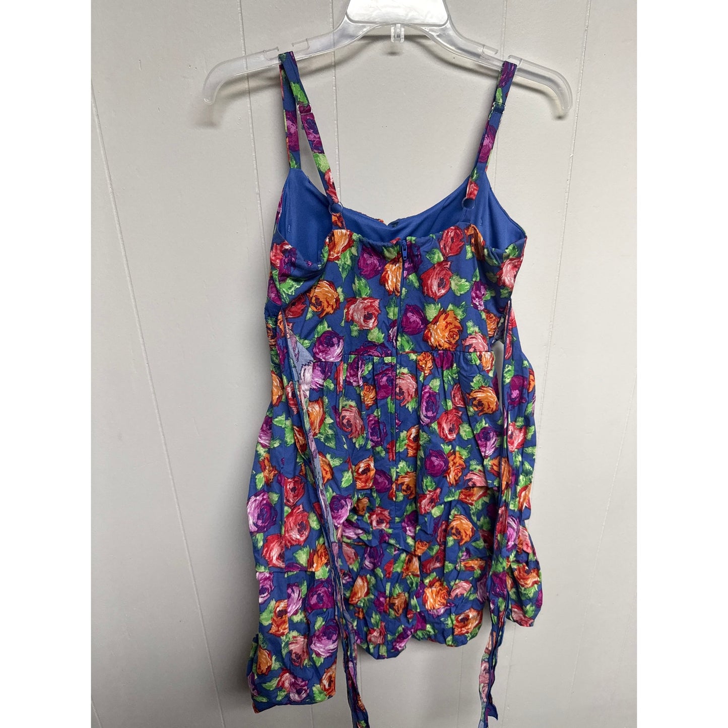 Preppy Y2K 90s Millennial Dress Size 8 Purple Orange Blue Bustle Cupcake Hem