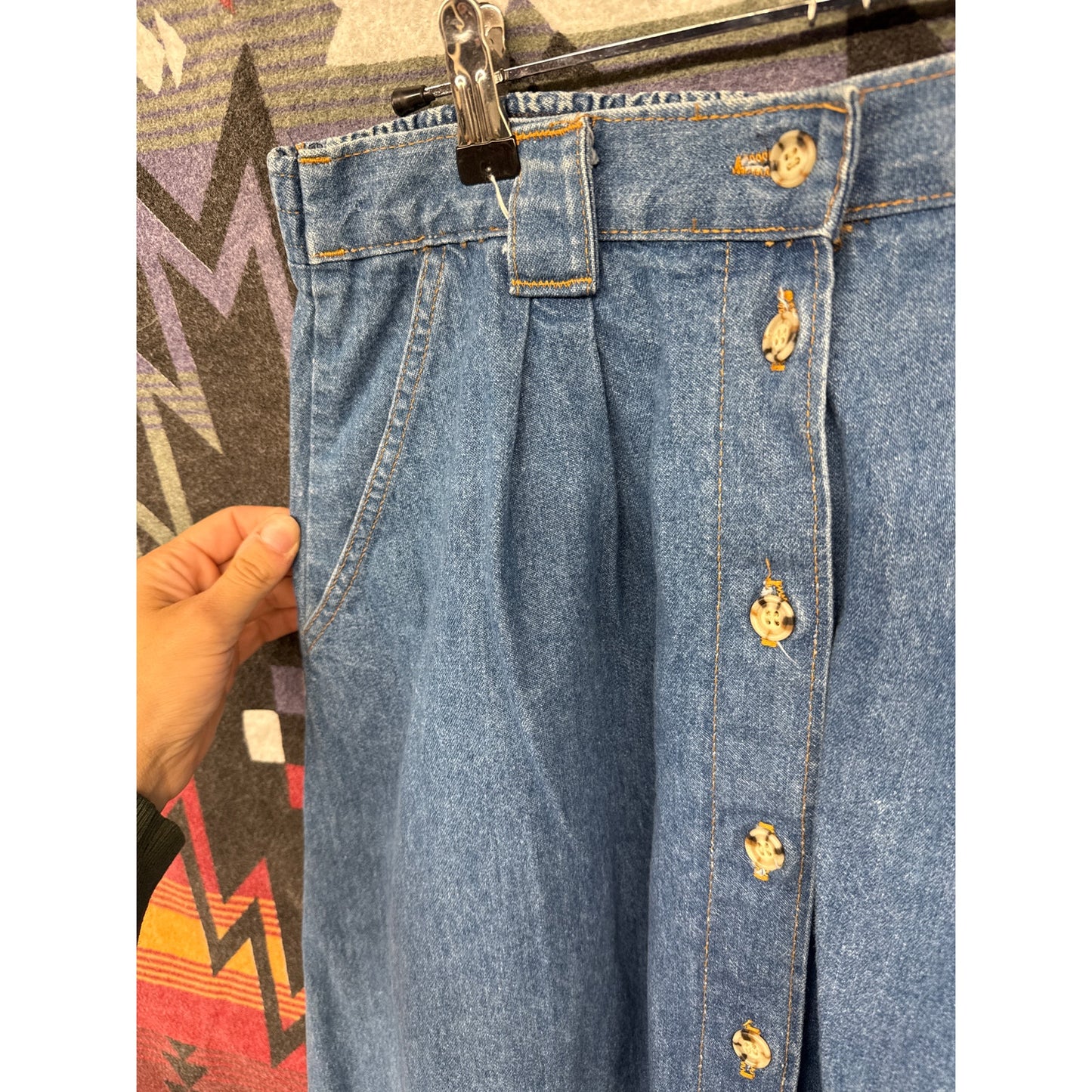 Vivaldi Denim Chambray Circle Swing Western Skirt Vintage 12