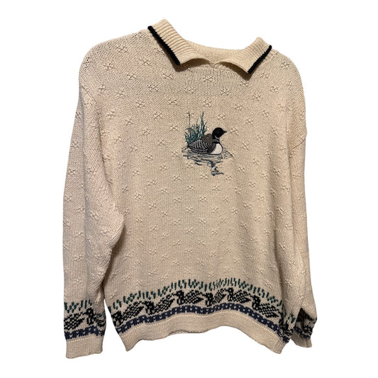 Shendanoah Vintage Northwoods Sweater Large Loon Bird Guide Green Midwest Hunt
