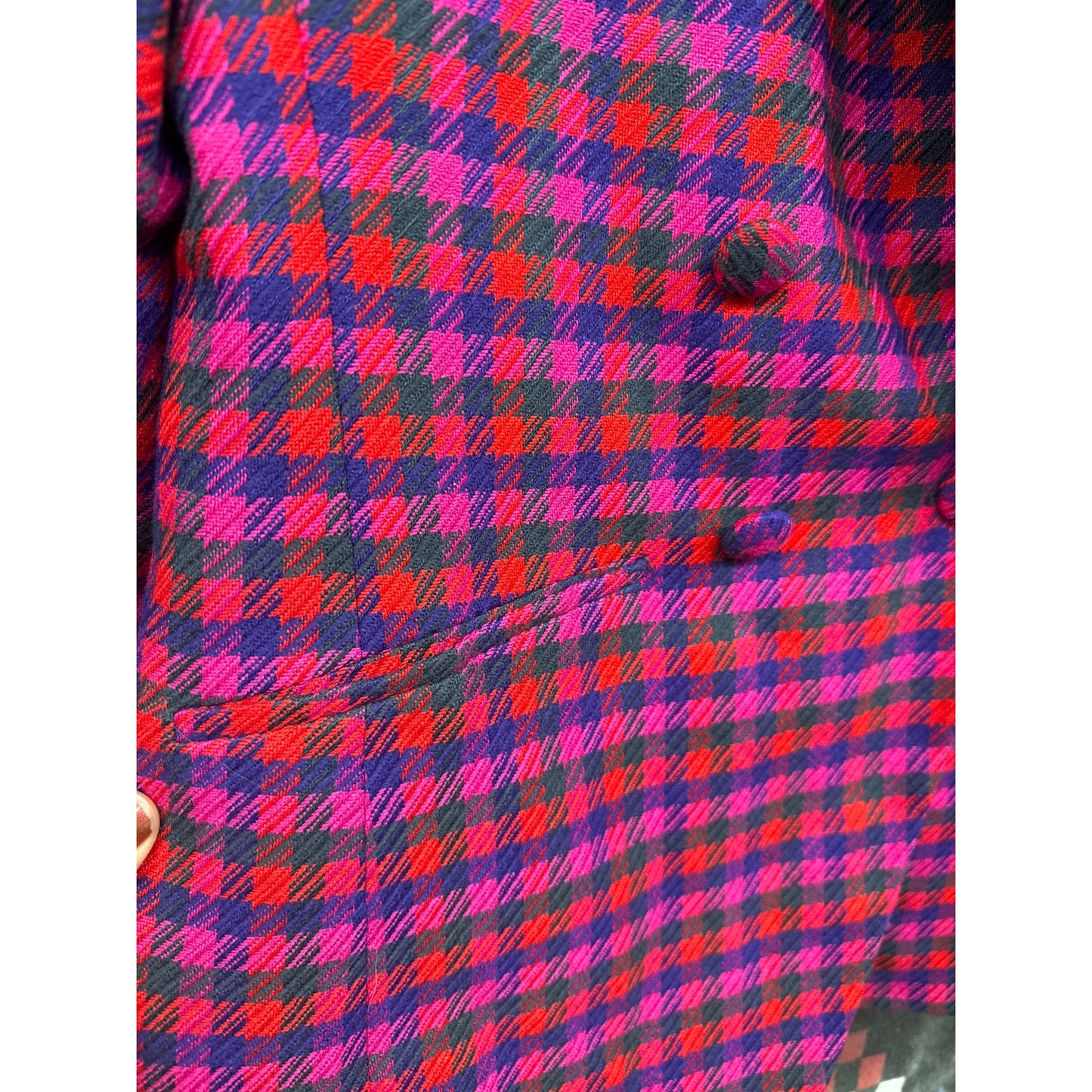 Evan Picone Women's Plus Size Blazer 12 Pink Plaid Professional Office Barbie
