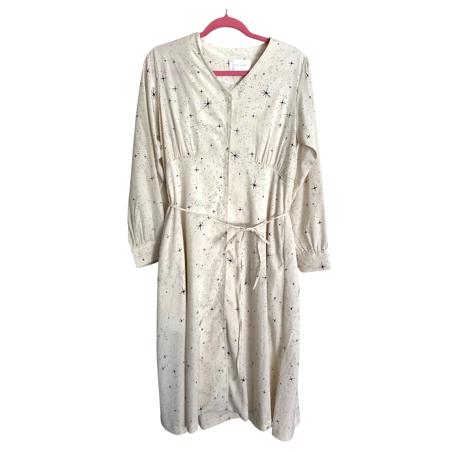 Anthropologie Per Diem Mid Century Modern Star Dress White Professional Medium