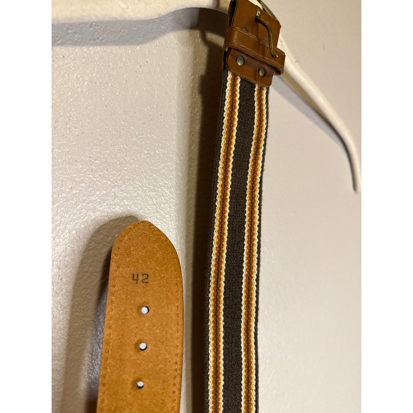 Vintage 70s Stretchy Belt 42 Unisex Bell Bottom Retro Boho Earth Yellow Brown