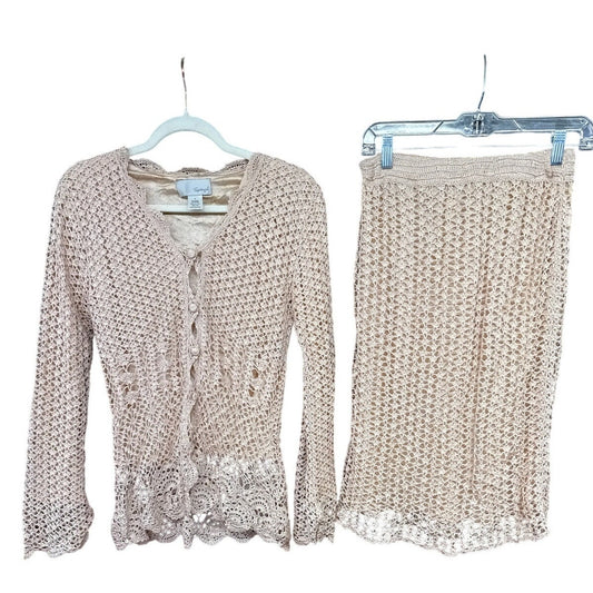 Spiegel Pink Crotchet Knit Skirt Set  Gilmore Girls Y2K 90s Girly Whimsy Small