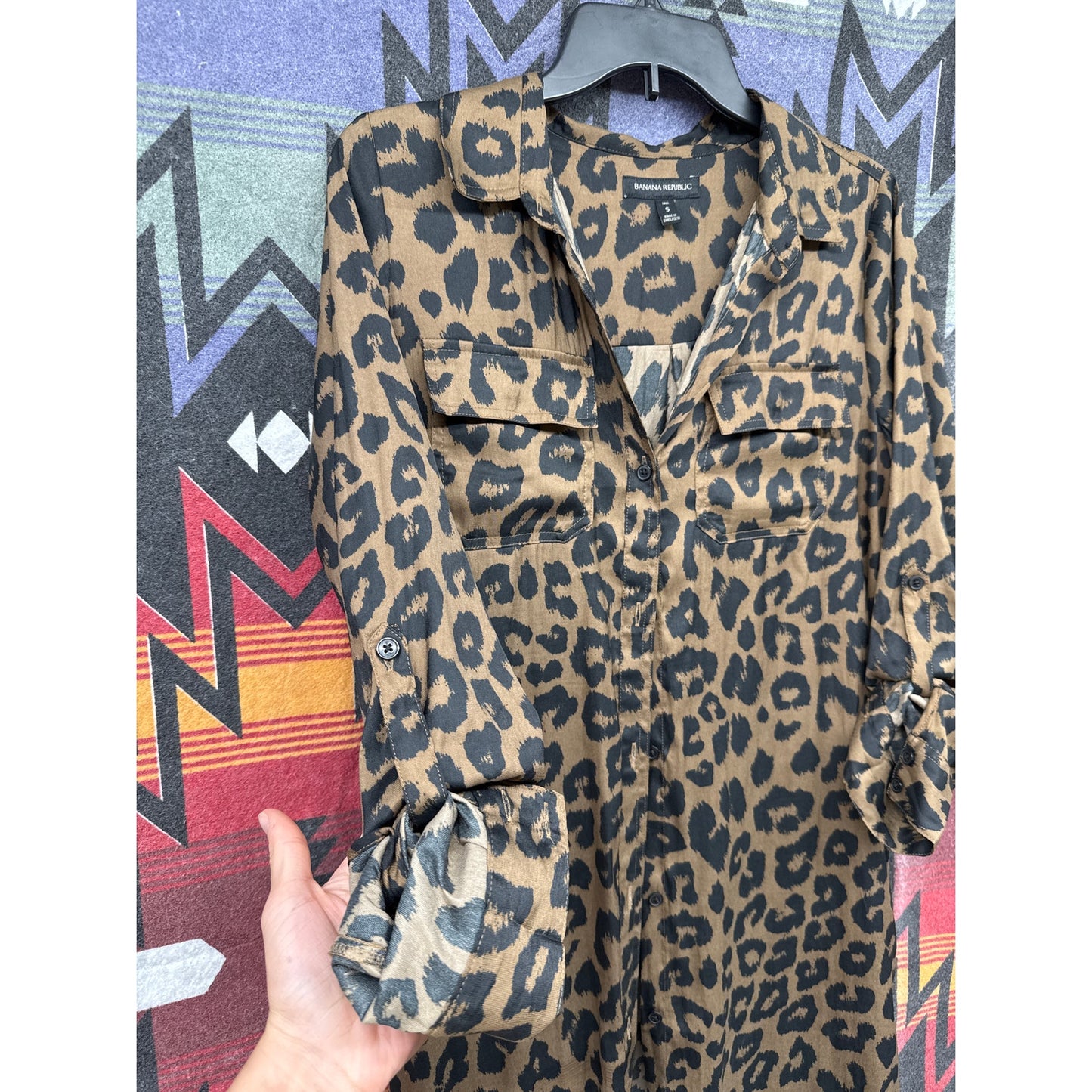 Banana Republic Animal Print Maxi Dress Small Cheetah Leopard Africa Mob Luxe