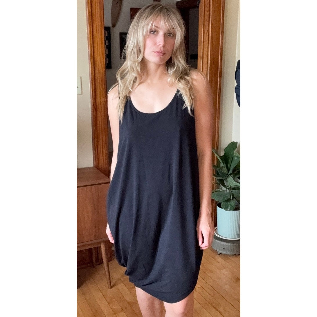 Universal Standard Iconic Geneva Tank Dress Medium Pima Black Earthy Lagenlook