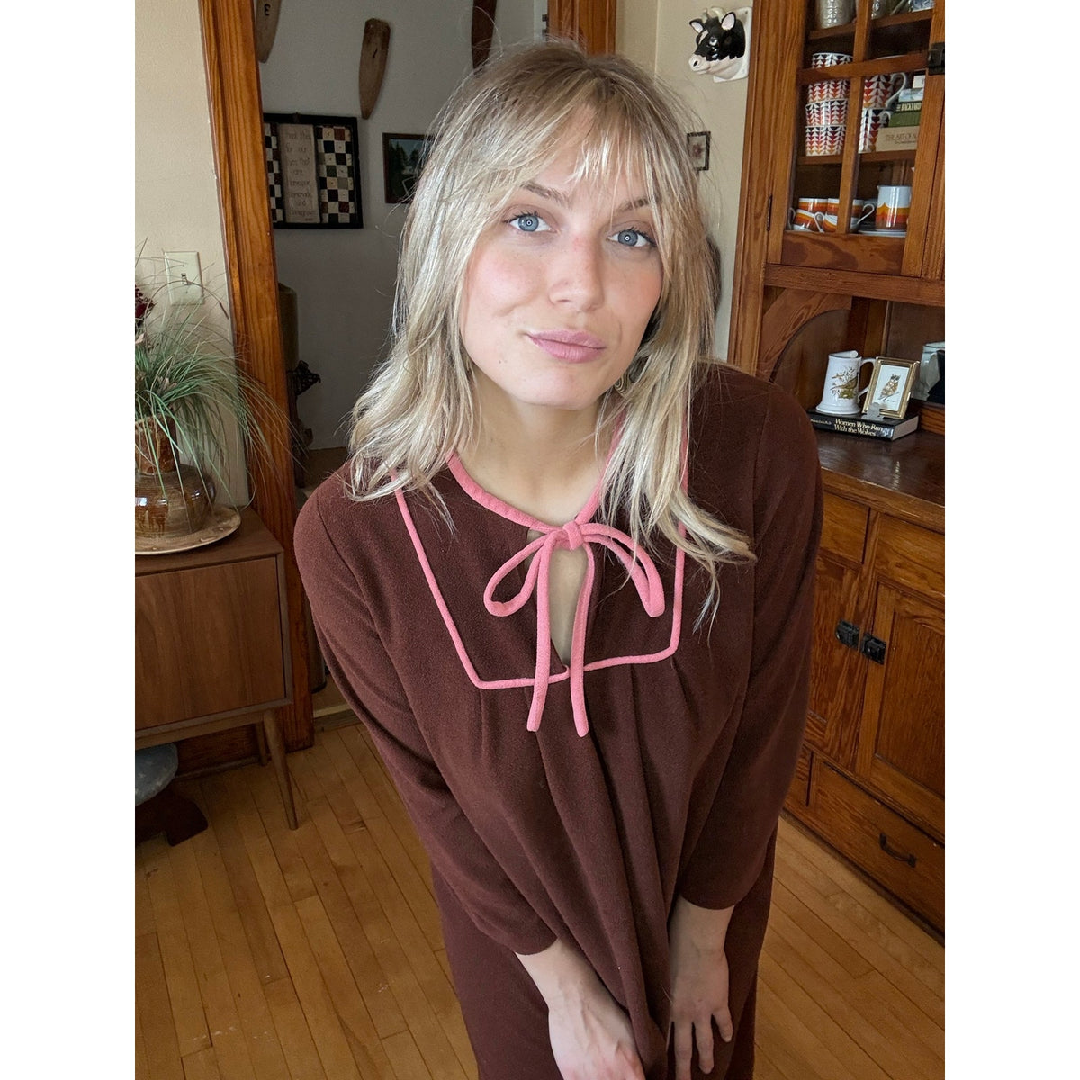 Vintage Kayser Large Brown Nightdress Robe Sleepwear Grease Coquette Cottage