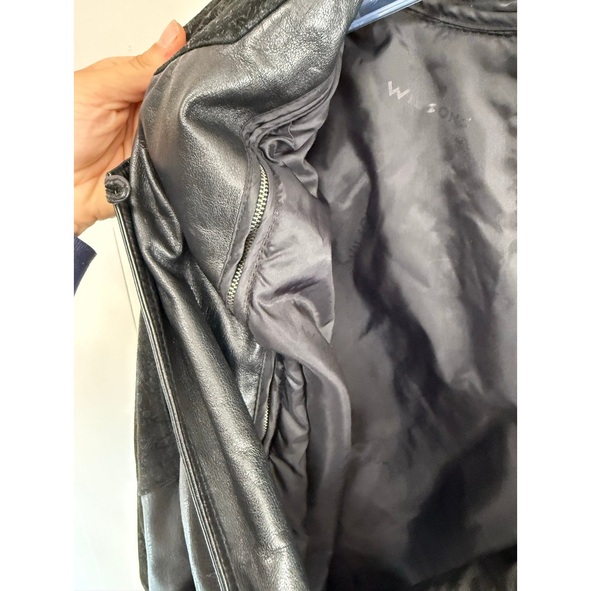 Wilson’s Womens Leather Vintage Black Leather Moto Jacket Medium Suede