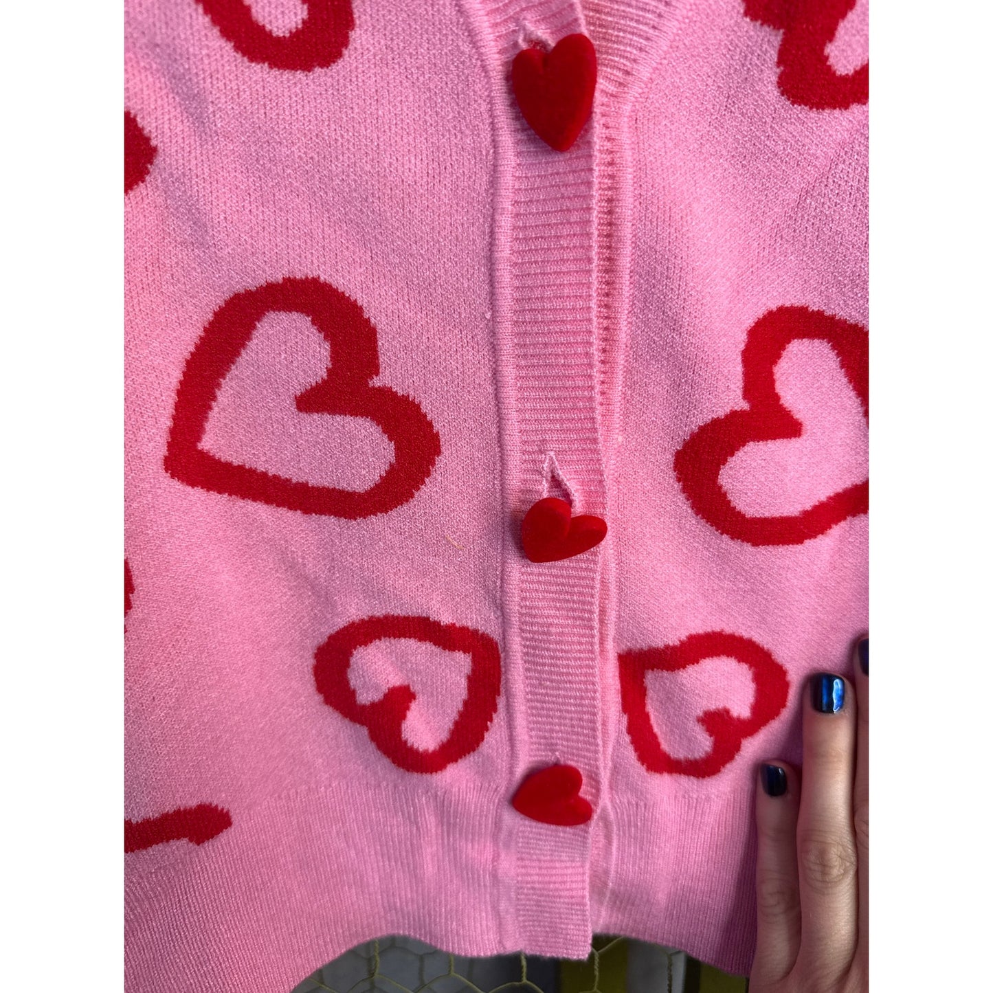 Major Valentine's Cardigan Sweater, Medium, Pink and Red