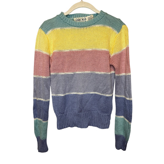 Vintage Ricki Rainbow 70s Sweater Small Striped Retro