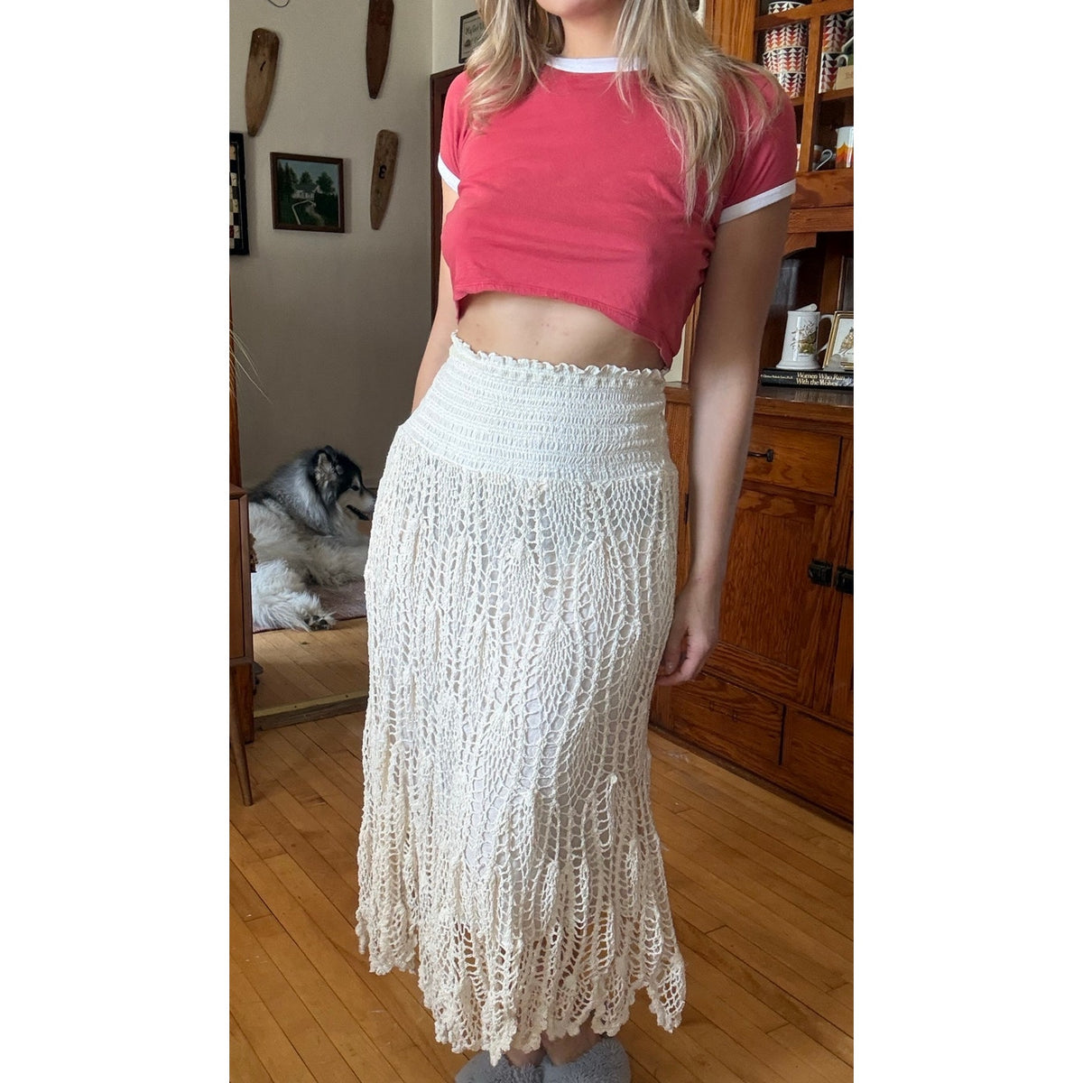 Bohemian Cafe Cream Skirt Large Netting Mermaid Pirate Stretchy Cosplay