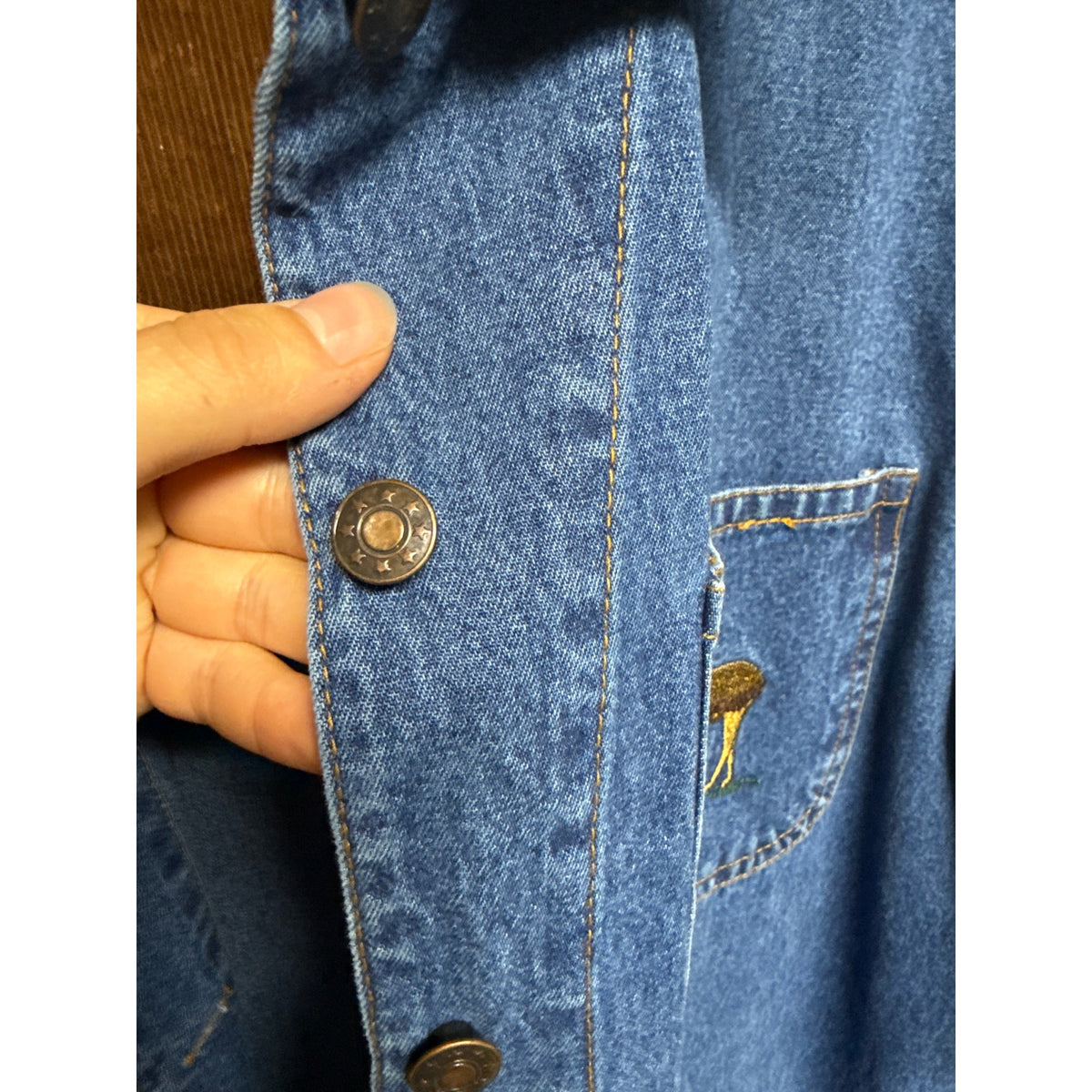 Vintage Casey Coleman Large 90s Denim Collared Jacket Outdoors Northwoods Canoe