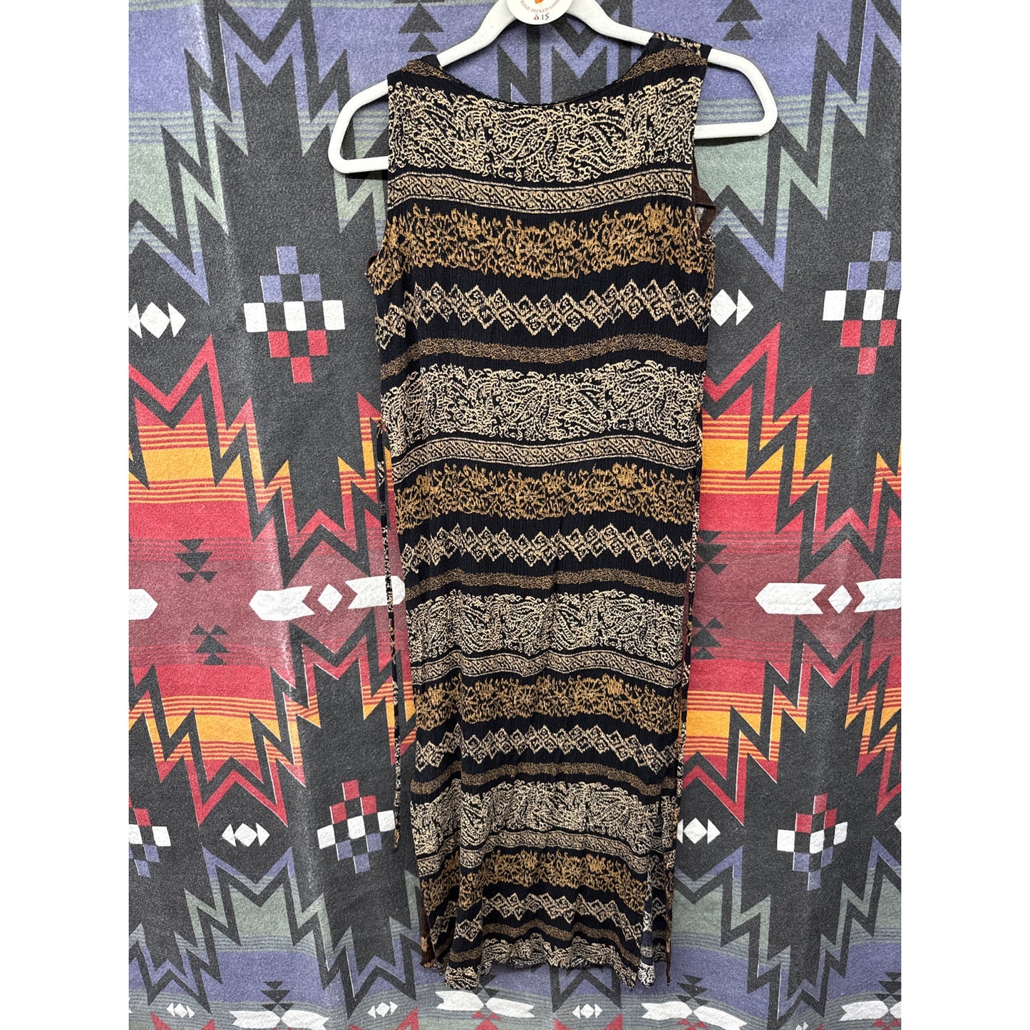 Norton Vintage 90s Y2K Tribal Maxi Packable Sundress Petite XL Beach Vacation