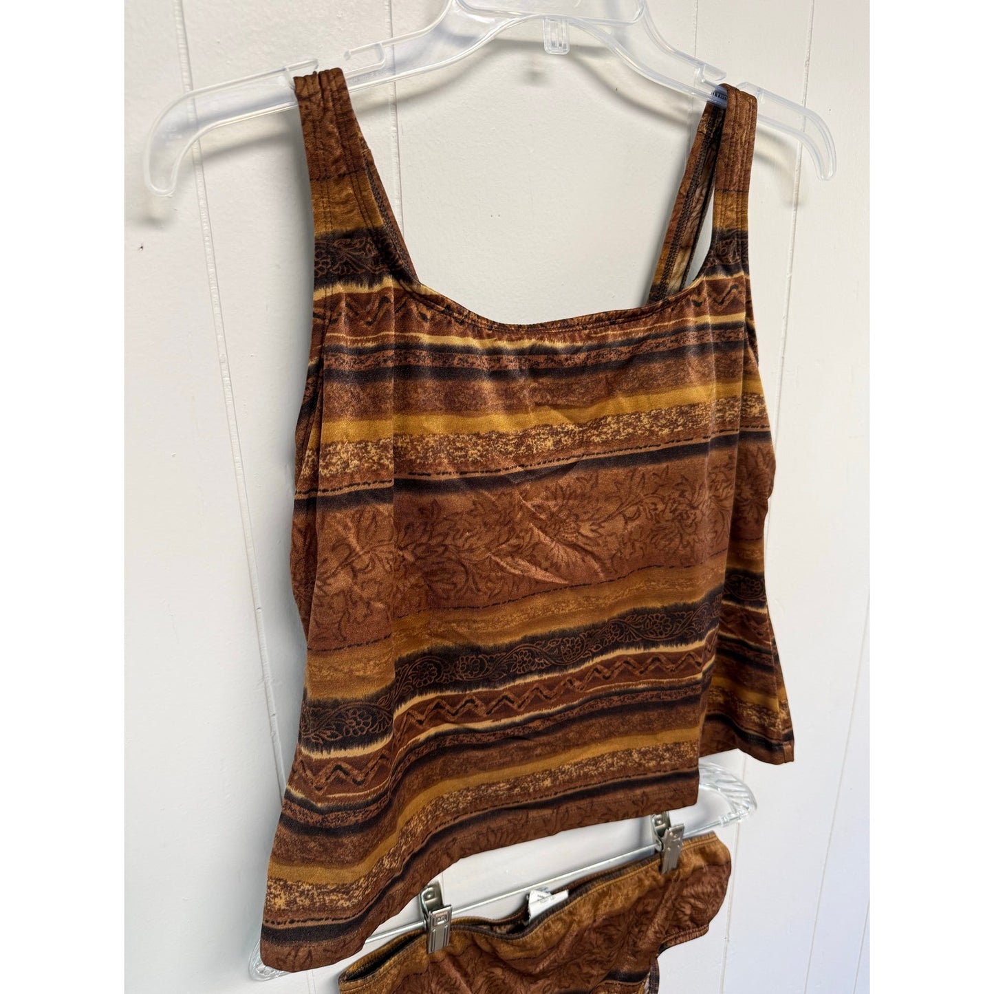 Nine and Company Vintage Two-piece Swimsuit Set Size 14 Stretchy BoHo Modest