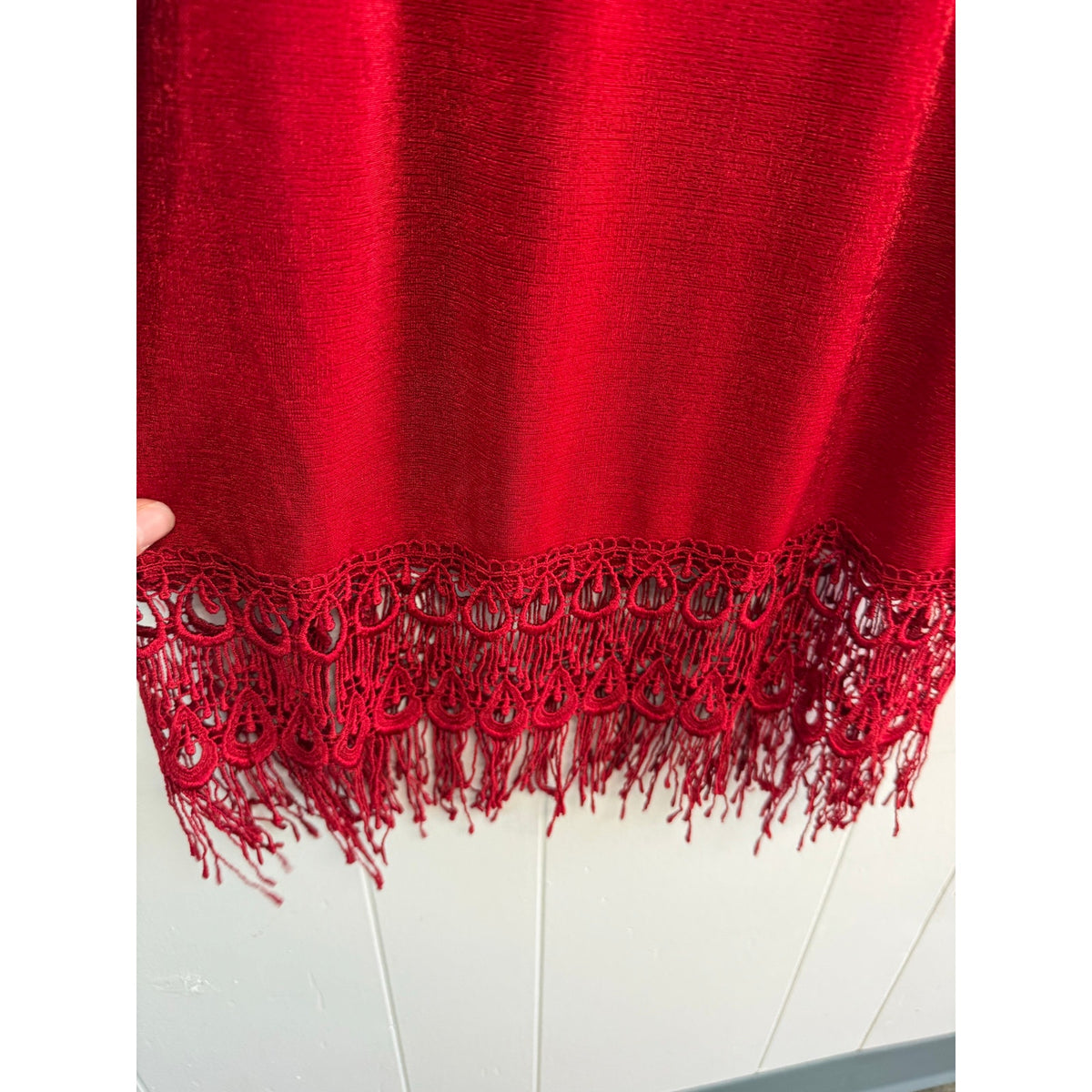 3K Fashion Vintage 80s Two Piece Red Holiday Skirt Lace Set XL Christmas