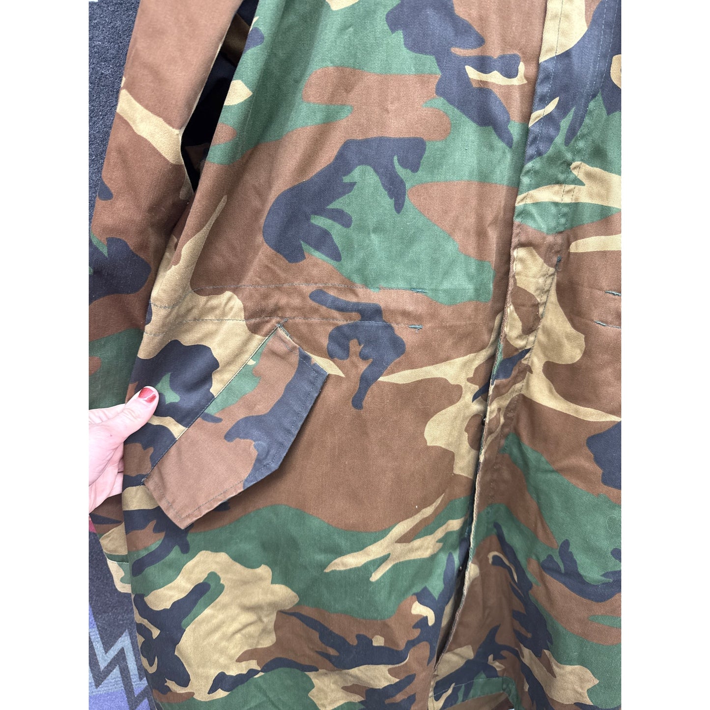 Oversized Outer Layer Military Camo Faux Fur Coat XL Glam Gorpcore Streetwear