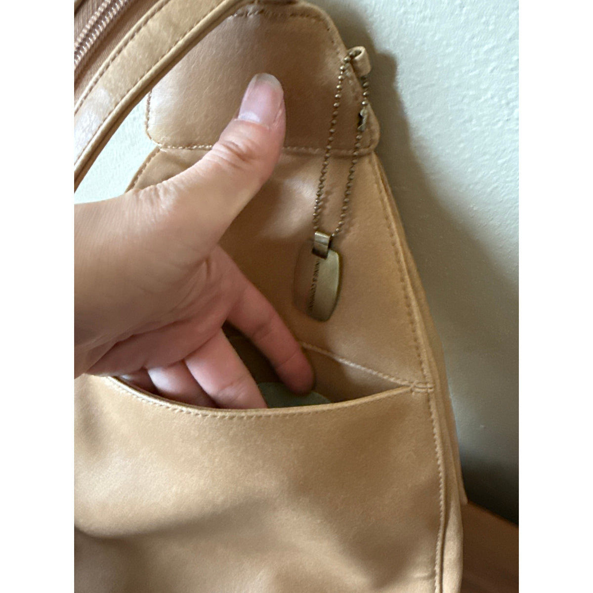 Y2K Vintage Nine and Company Tan Backpack Faux Leather Sling Bag