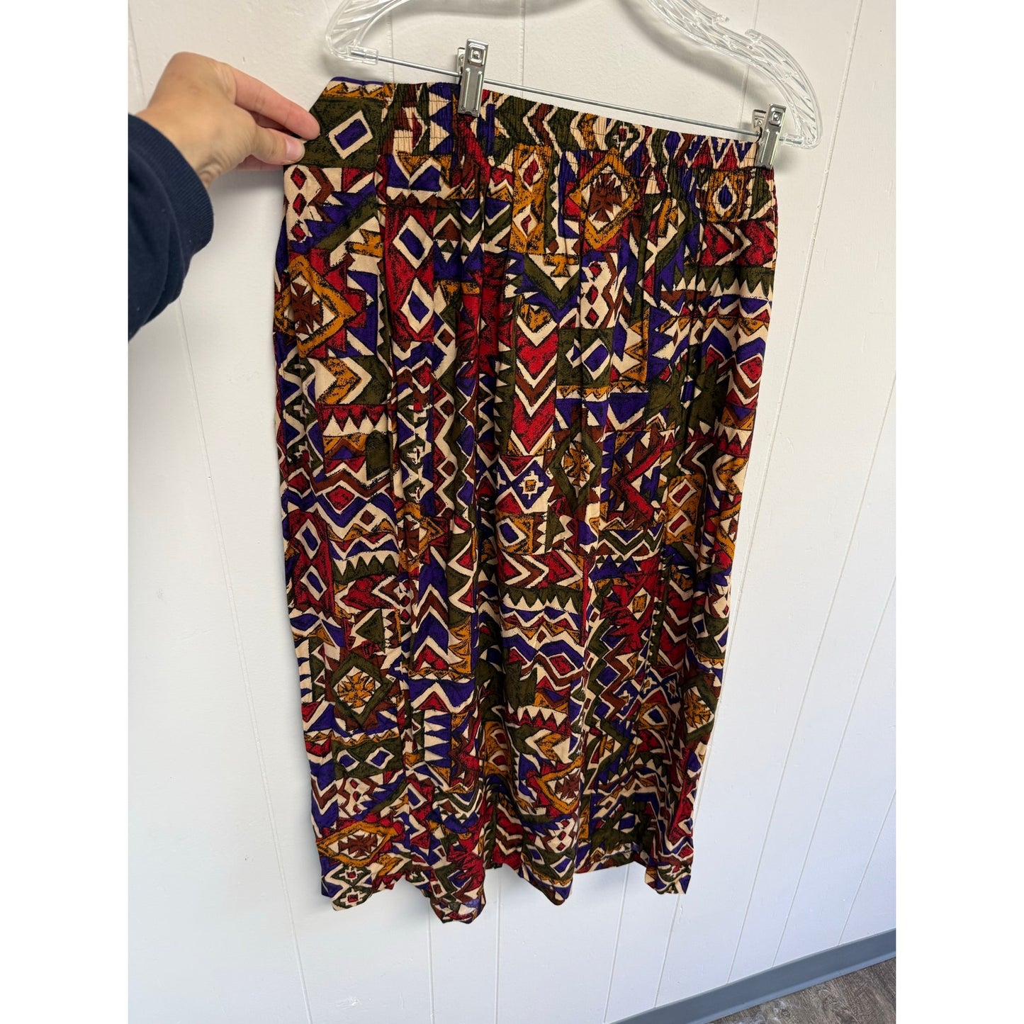 Vintage Tribal Aztec BoHo Artsy Pencil Skirt Wrap Design Stretchy